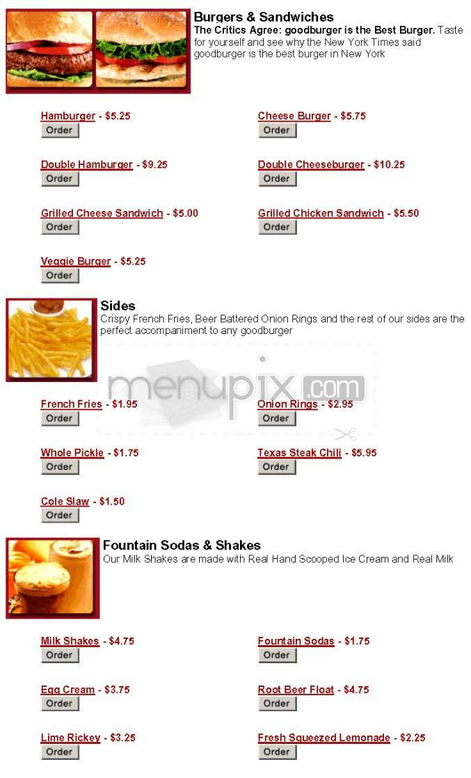 Goodburger - New York, NY menu_pic