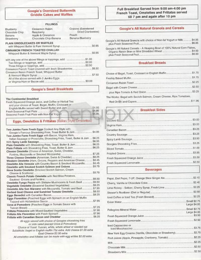 Googies Italian Diner - New York, NY menu_pic