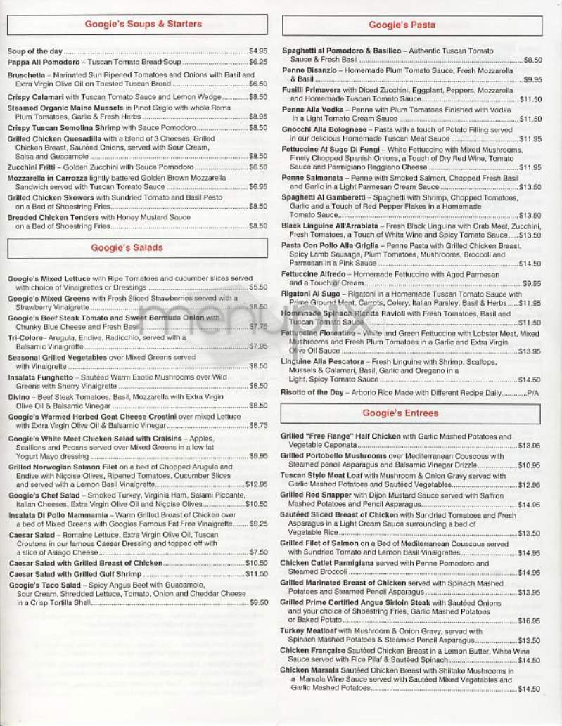 Googies Italian Diner - New York, NY menu_pic