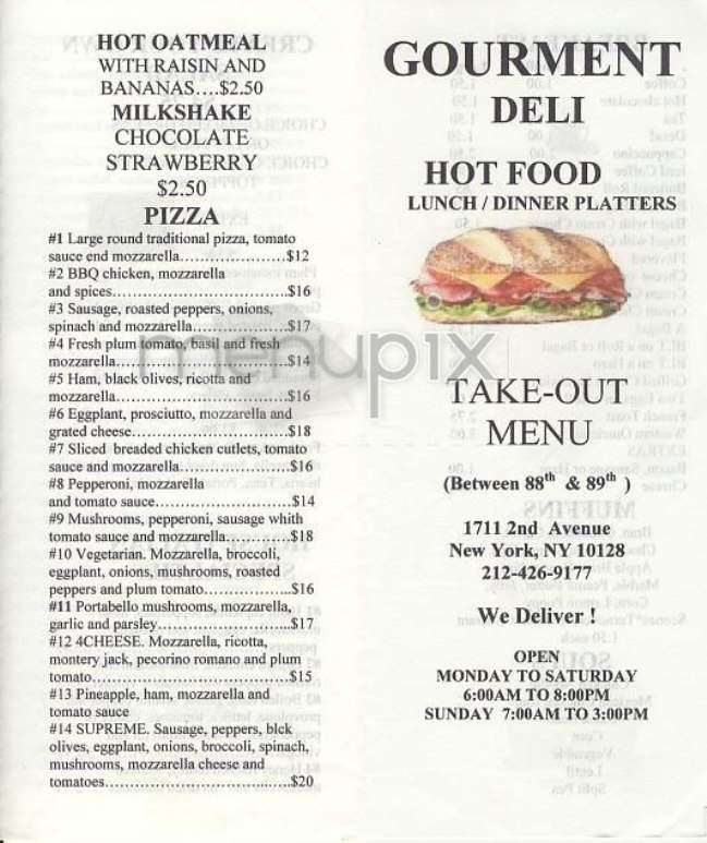 Gourment Deli - New York, NY menu_pic