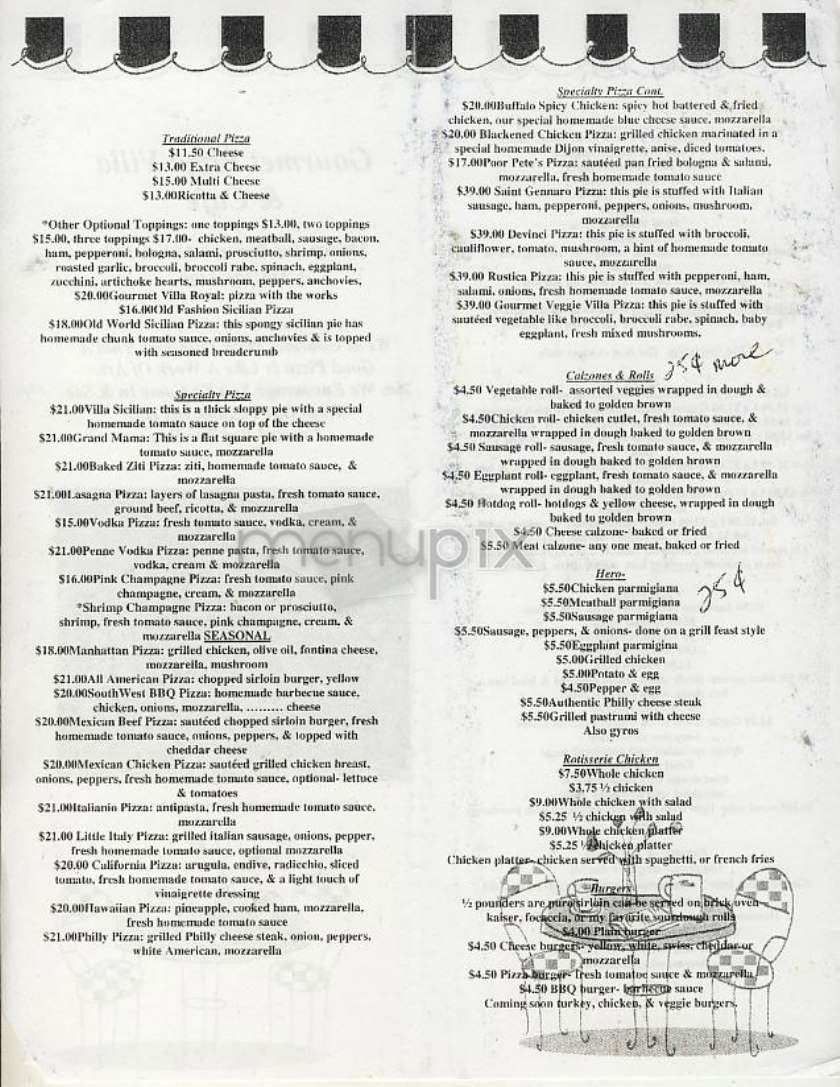 Gourmet Pizza Villa and Cafe - New York, NY menu_pic