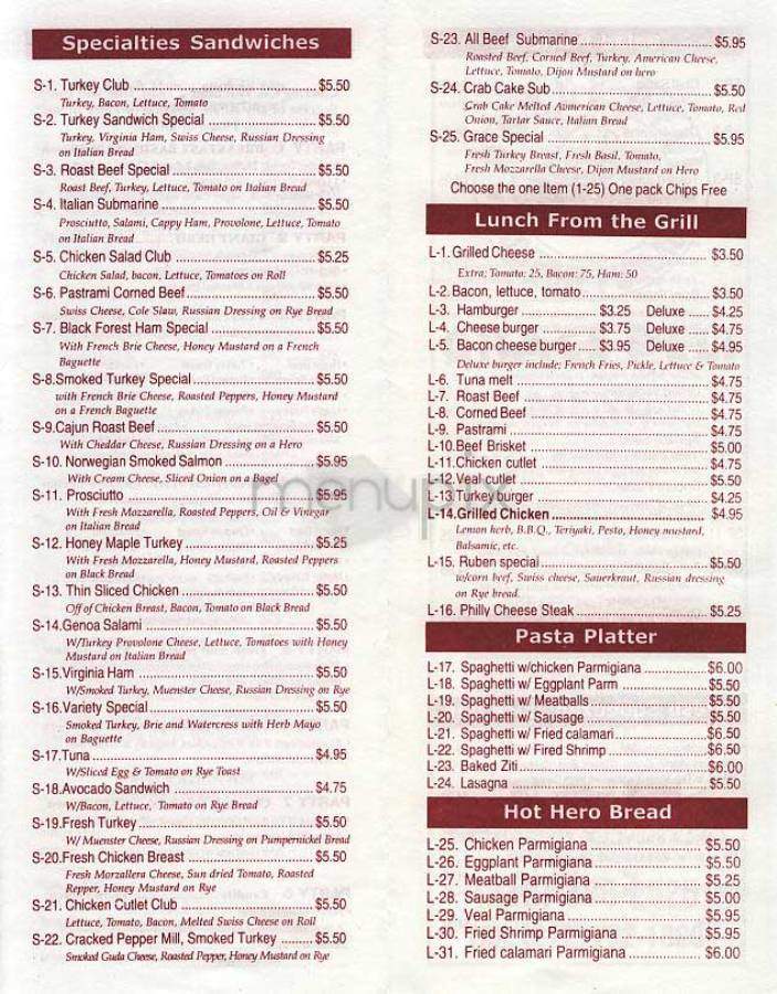 Grace Deli - New York, NY menu_pic