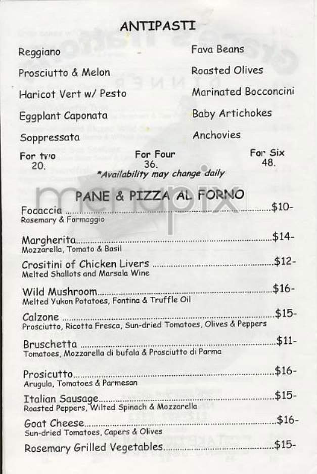 Grace's Trattoria Cafe & Grill - New York, NY menu_pic