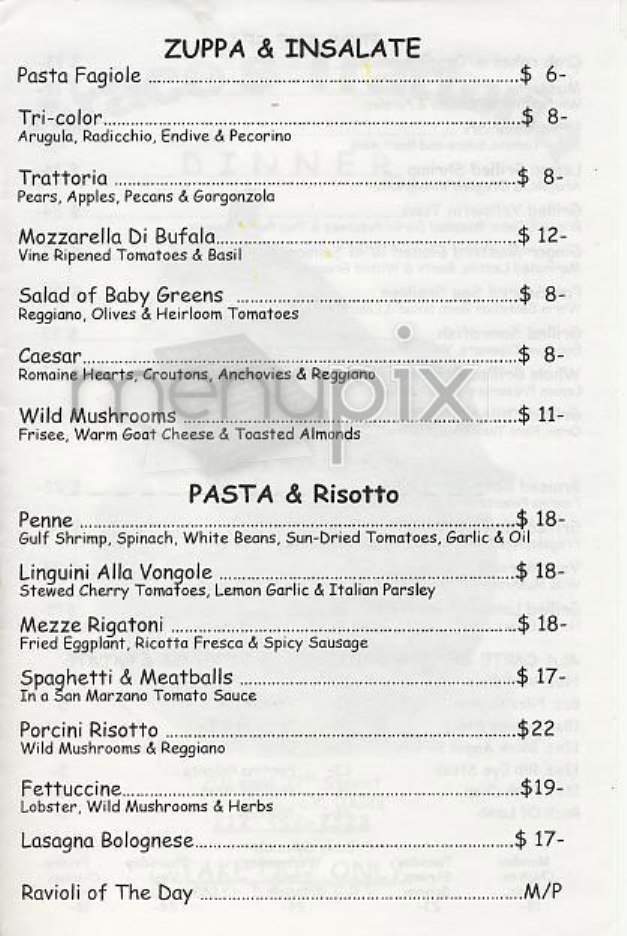 Grace's Trattoria Cafe & Grill - New York, NY menu_pic