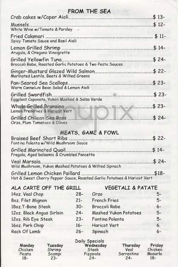 Grace's Trattoria Cafe & Grill - New York, NY menu_pic