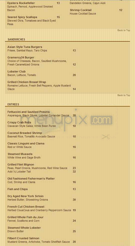 Gramercy 24 - New York, NY menu_pic