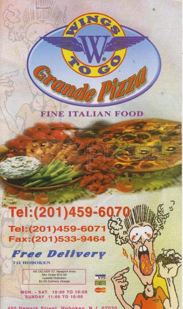 Grande Pizza and Wings to Go - Hoboken, NJ menu_pic