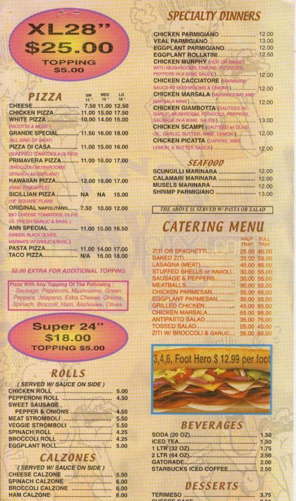 Grande Pizza and Wings to Go - Hoboken, NJ menu_pic