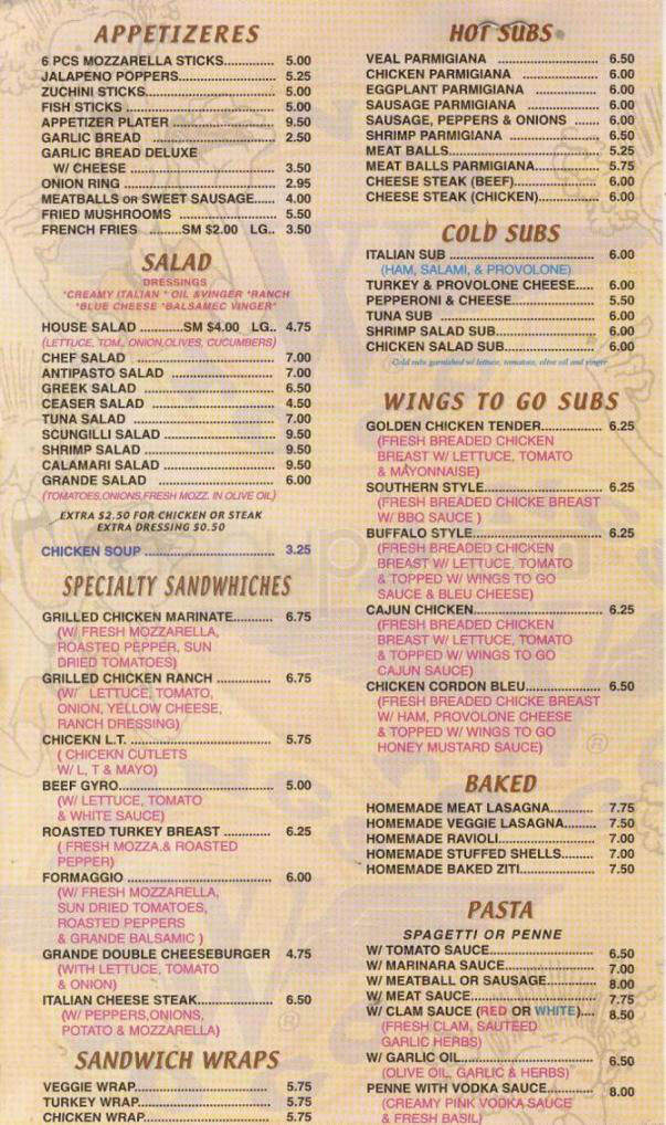 Grande Pizza and Wings to Go - Hoboken, NJ menu_pic