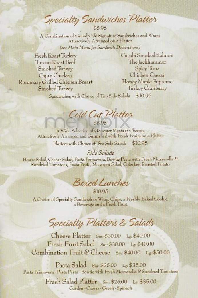 Grand Cafe Trendy Cafe - New York, NY menu_pic