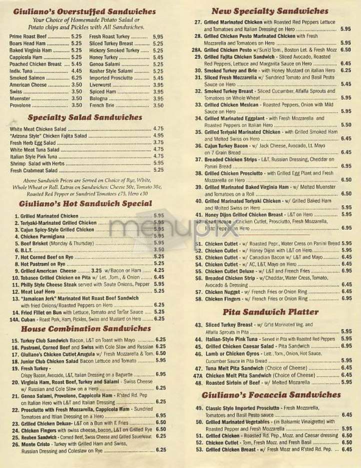 Giuliano Gourmet Pizza & Deli - New York, NY menu_pic