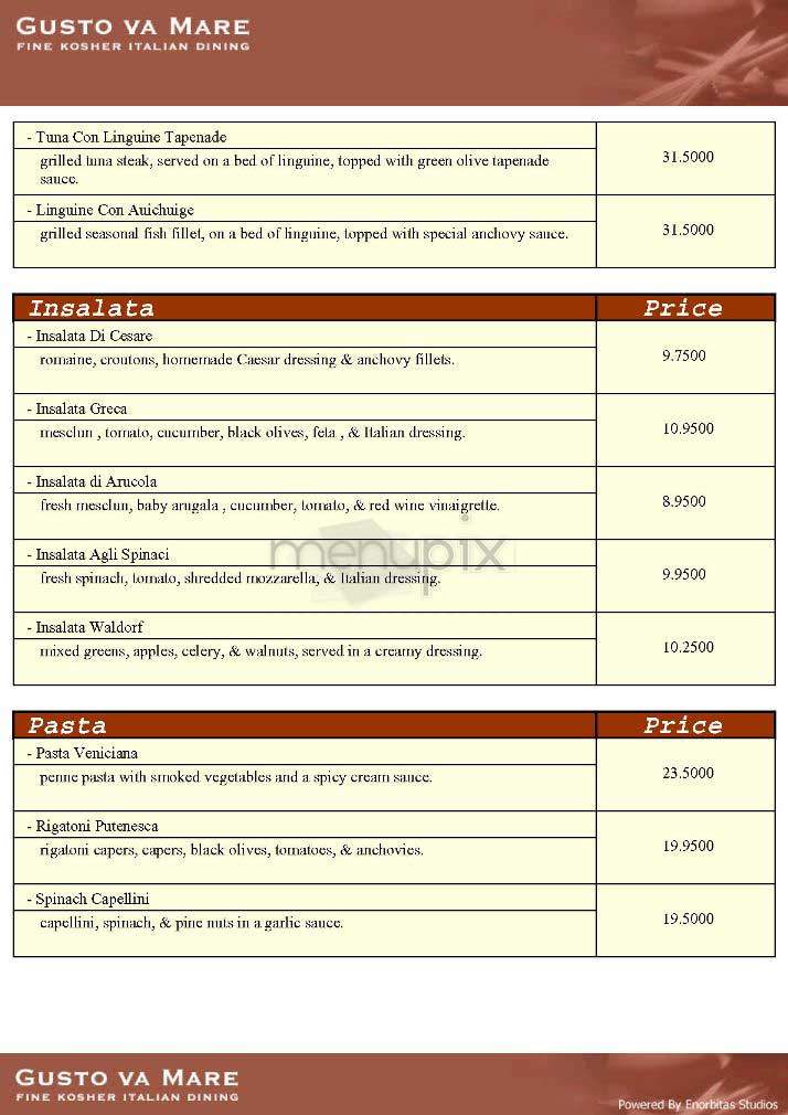Gusto va Mare - New York, NY menu_pic
