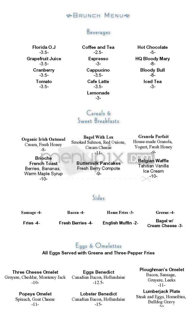 HQ - New York Bistro - New York, NY menu_pic