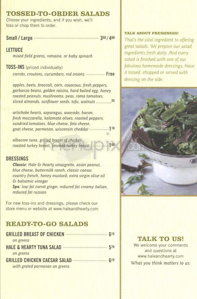 Hale and Hearty - New York, NY menu_pic