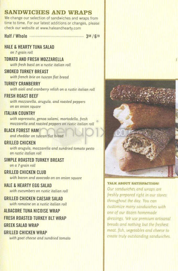 Hale and Hearty - New York, NY menu_pic