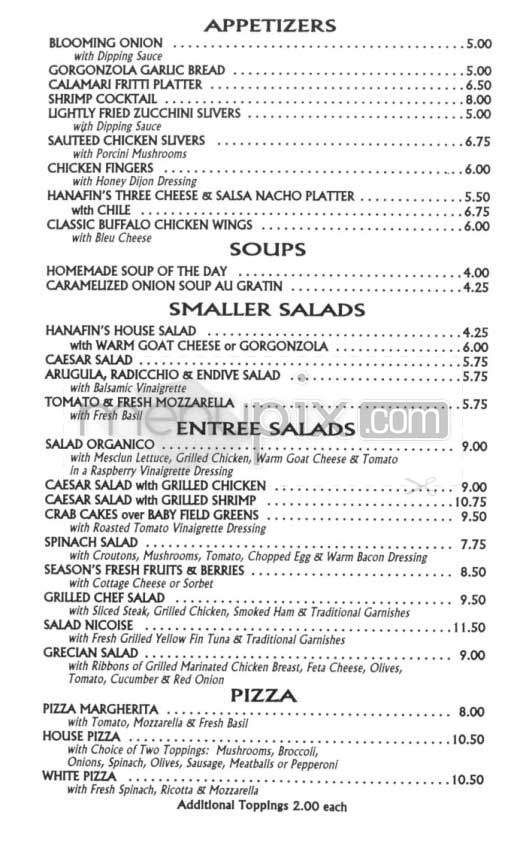 Hanafin's - New York, NY menu_pic