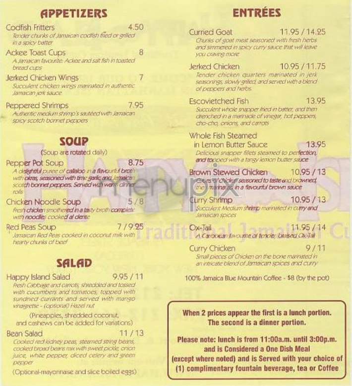 Happy Island - New York, NY menu_pic