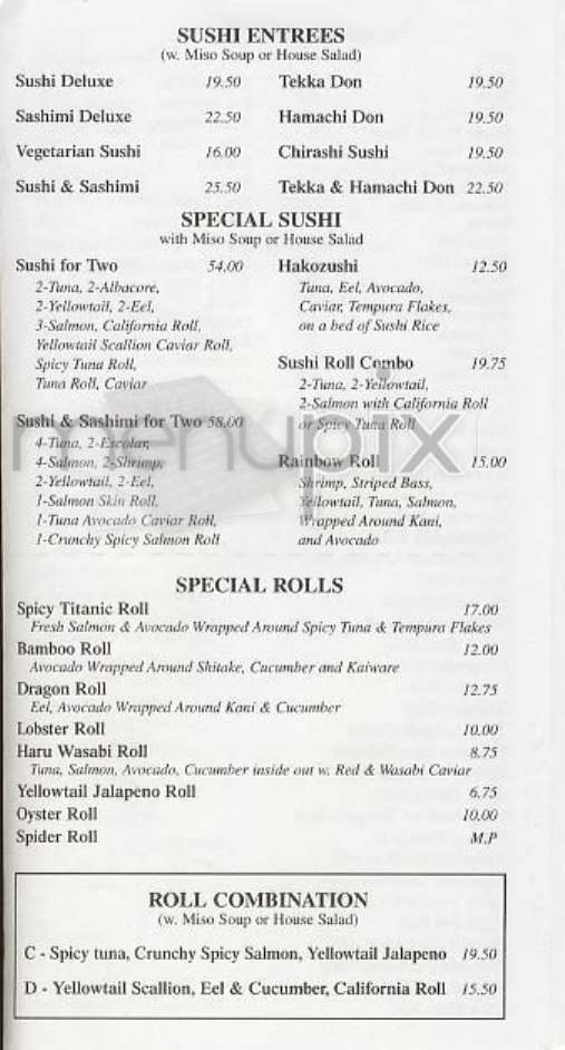 Haru - Reno, NV menu_pic