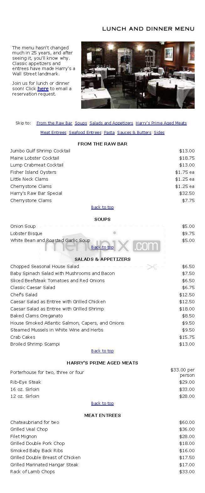Harry's At Hanover Square - New York, NY menu_pic