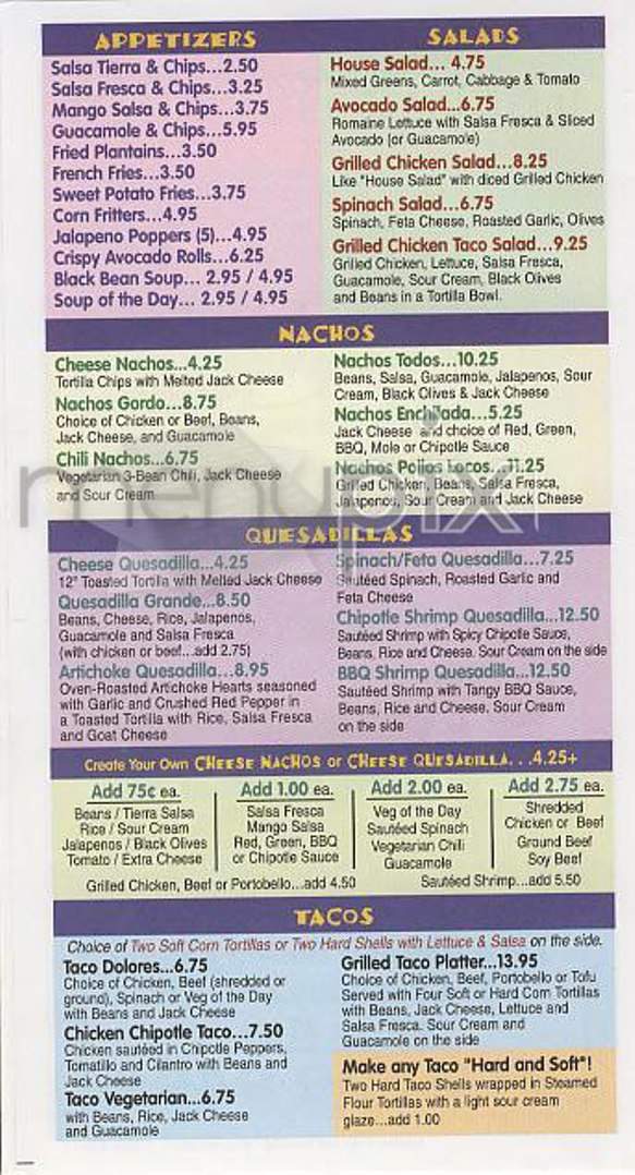 Harry's Burritos - New York, NY menu_pic