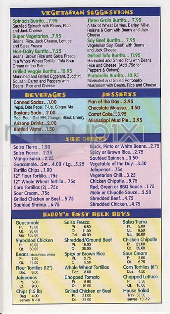 Harry's Burritos - New York, NY menu_pic