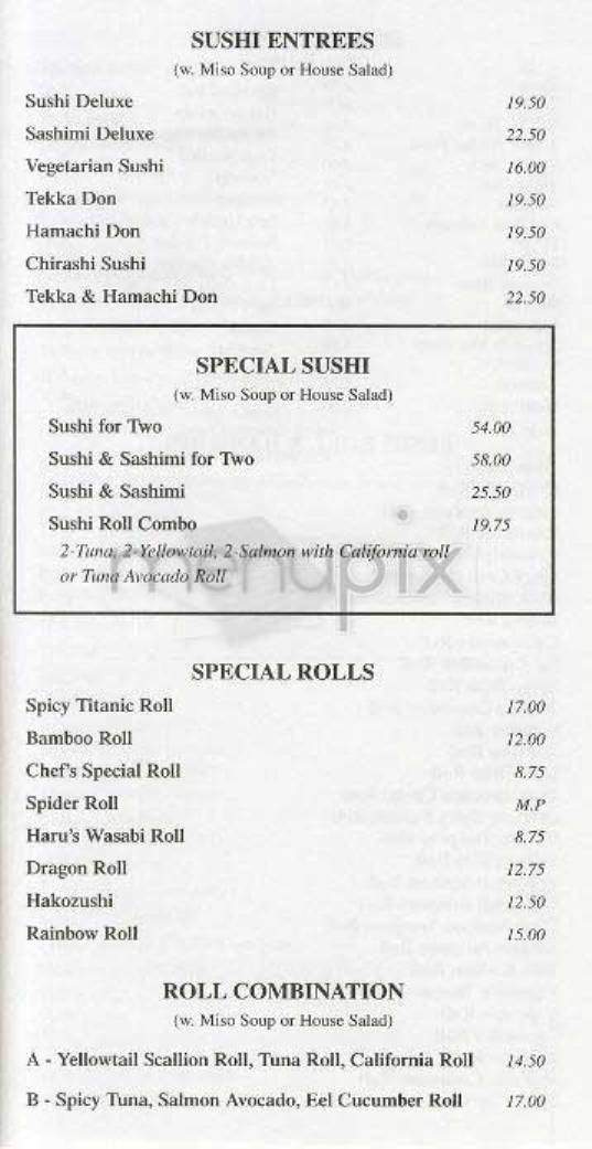 Haru - New York, NY menu_pic