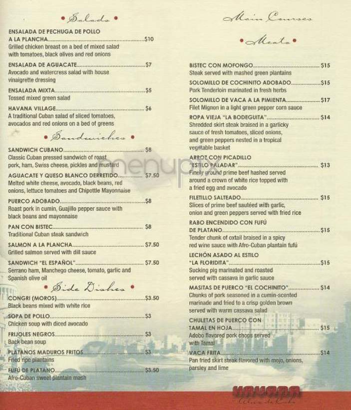 Havana Village - New York, NY menu_pic