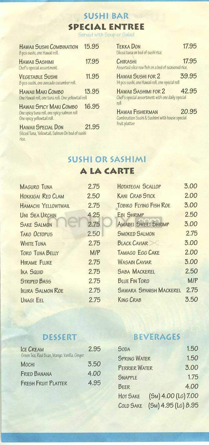 Hawaii Sushi - New York, NY menu_pic