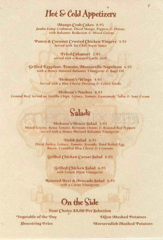 Hobson's Choice - Hoboken, NJ menu_pic