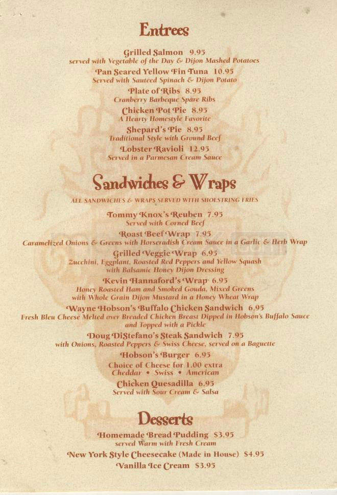 Hobson's Choice - Hoboken, NJ menu_pic