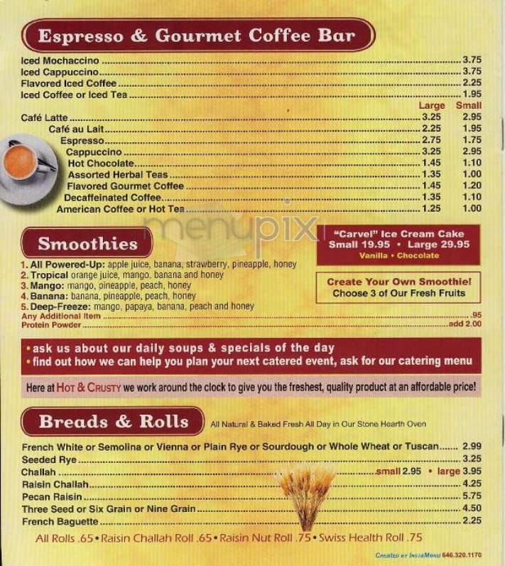 Hot & Crusty - New York, NY menu_pic