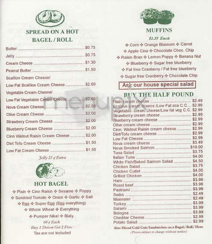 Hot & Tasty Bagel & Deli - New York, NY menu_pic