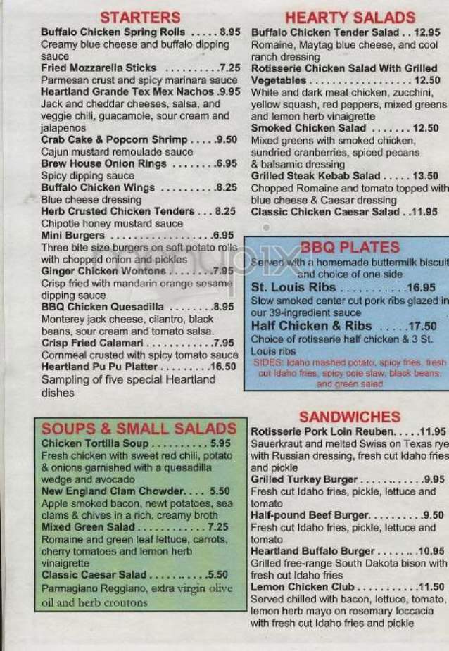 Heartland Brewery - New York, NY menu_pic