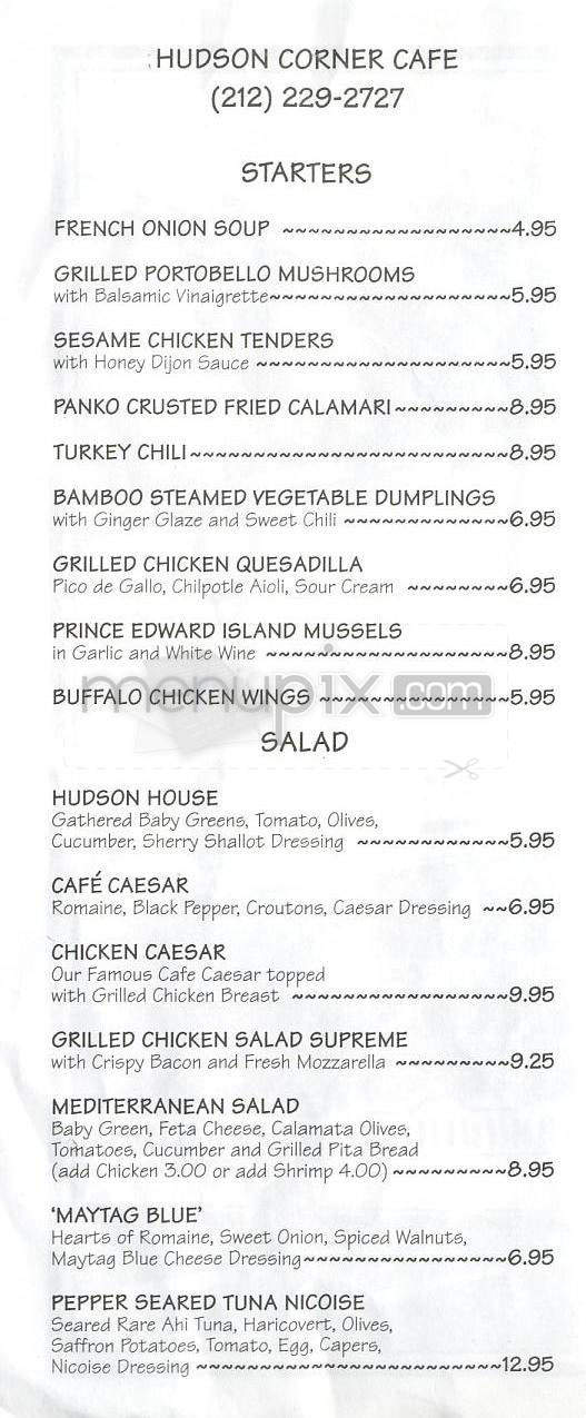 Hudson Corner Cafe - New York, NY menu_pic