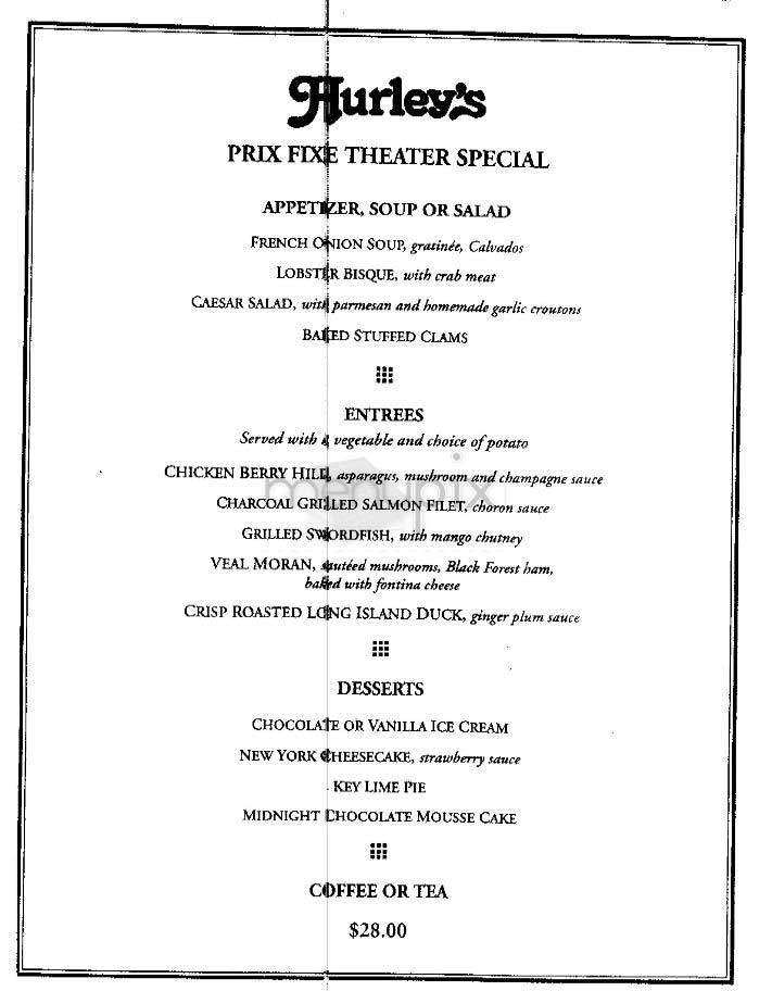Hurley's - New York, NY menu_pic