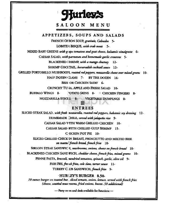 Hurley's - New York, NY menu_pic