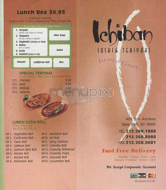 Ichiban Sushi & Teriyaki - New York, NY menu_pic