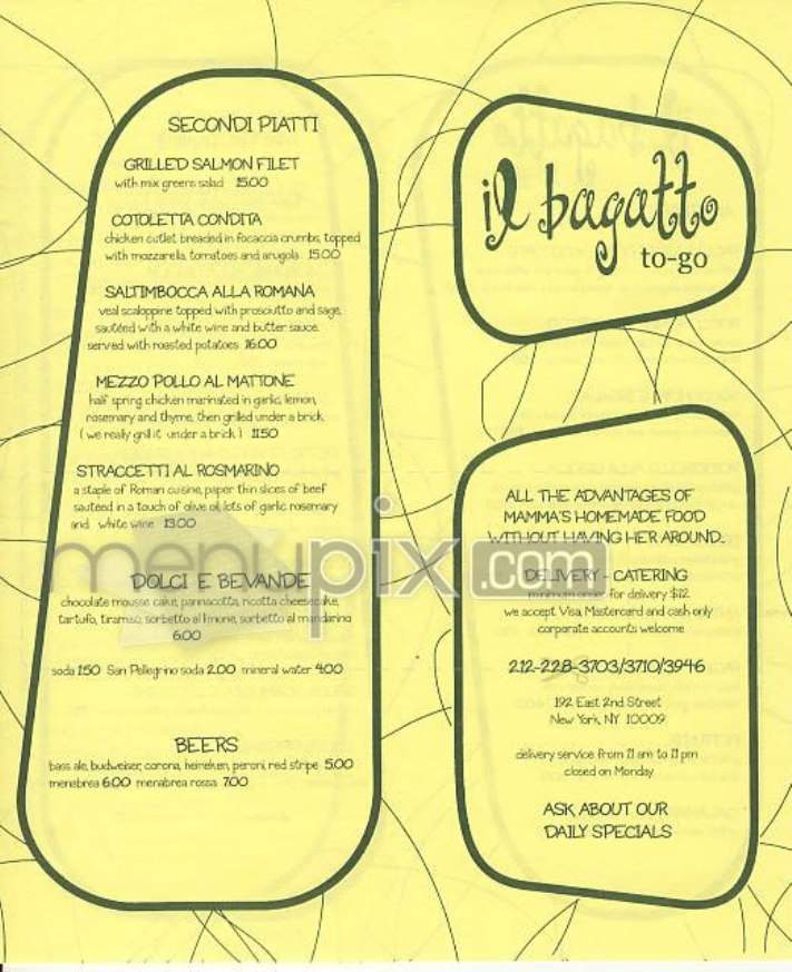 Il Bagatto - New York, NY menu_pic