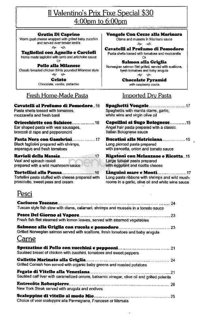 Il Valentino - New York, NY menu_pic