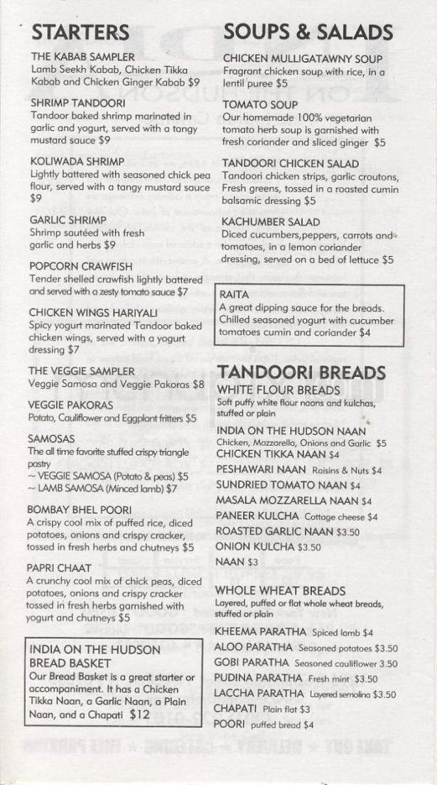 India On The Hudson - Hoboken, NJ menu_pic