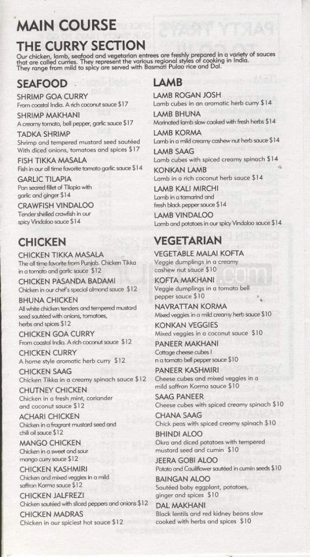 India On The Hudson - Hoboken, NJ menu_pic