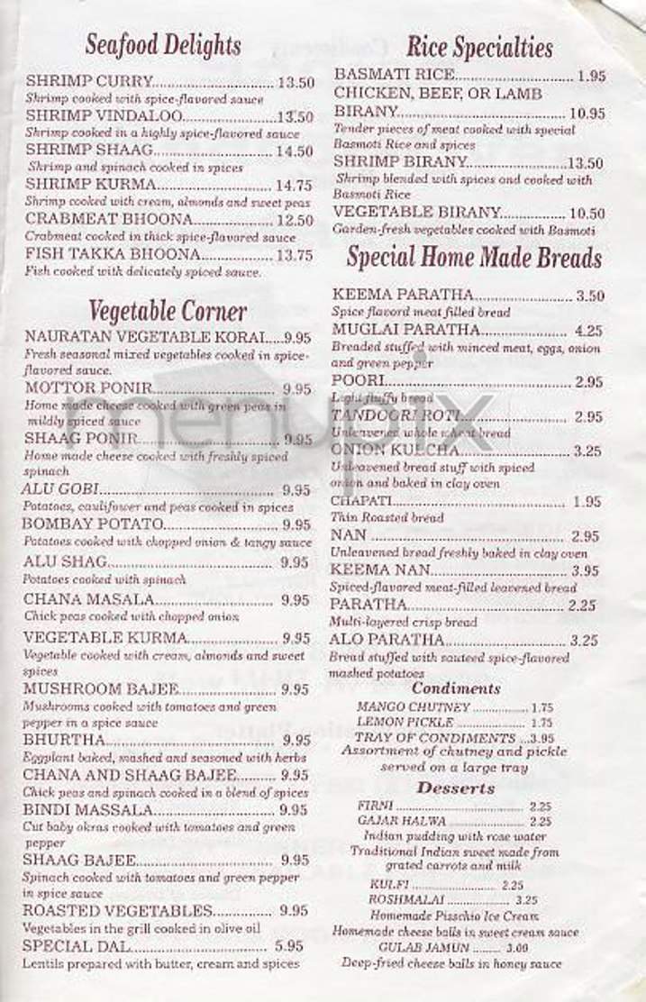 Indian Tandoor-Oven - New York, NY menu_pic