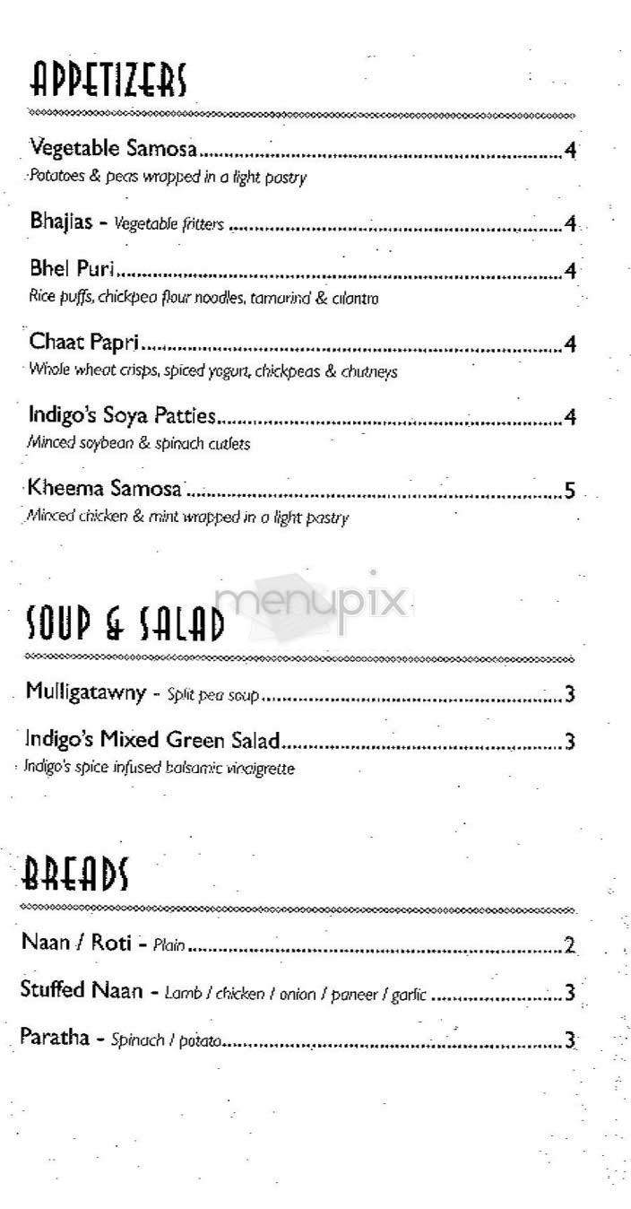 Indigo - New York, NY menu_pic