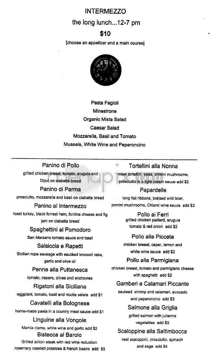 Intermezzo - New York, NY menu_pic