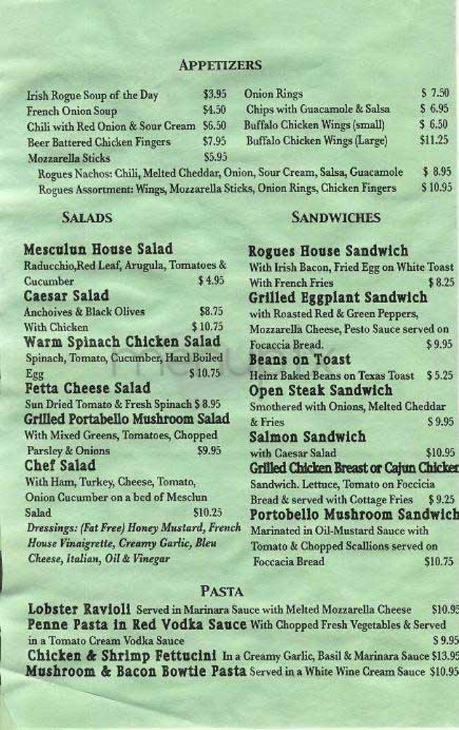 The Irish Rogue - New York, NY menu_pic