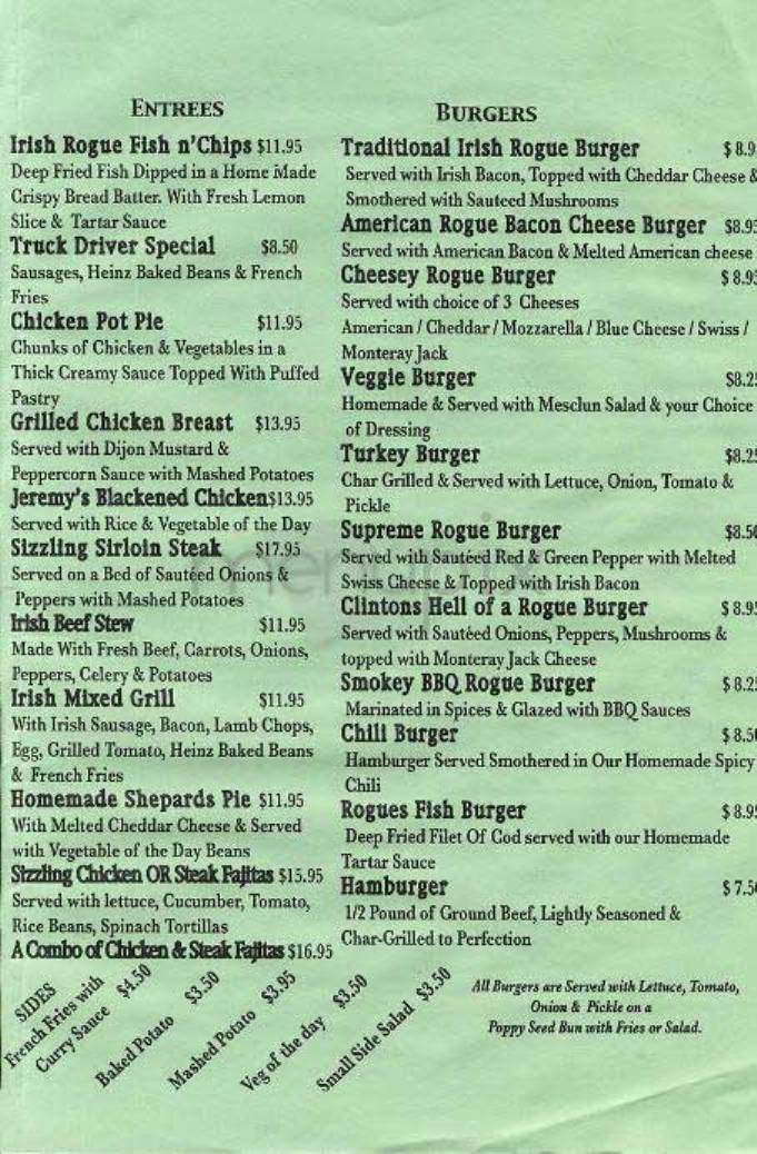 The Irish Rogue - New York, NY menu_pic