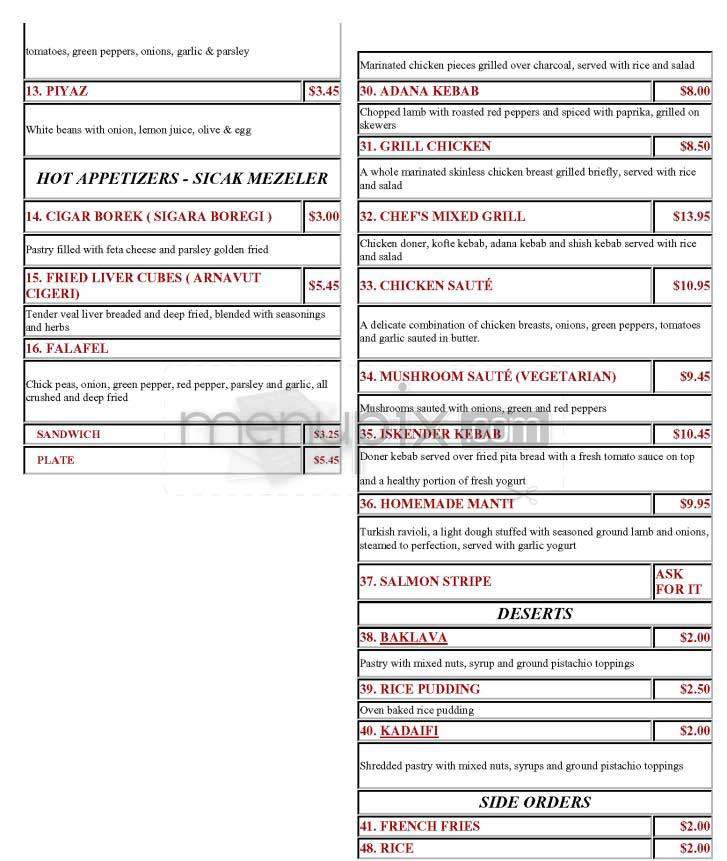 Istanbul Grill - Metairie, LA menu_pic