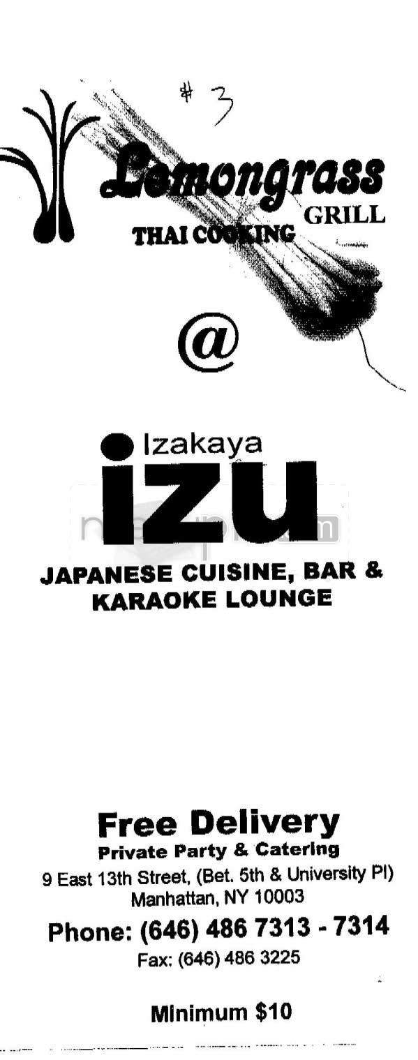 Izu - New York, NY menu_pic