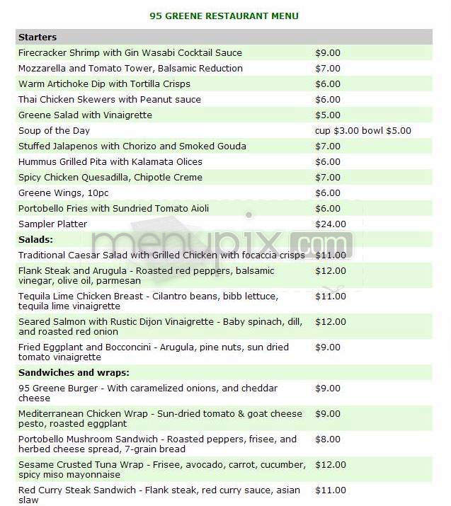 95 Green Restaurant - Jersey City, NJ menu_pic