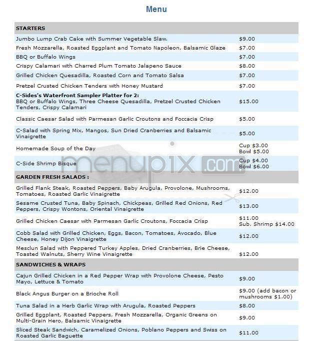 C Side Restaurant - Jersey City, NJ menu_pic
